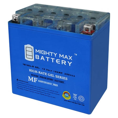 Mighty Max Battery Sealed Lead Acid Battery, 12 V, 12 AH, Nut and Bolt Terminal, GEL Chemistry YB16CL-BGEL69